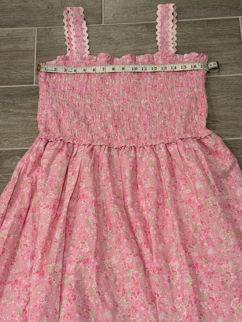 NWOT! Simply Shabby Chic Cotton Pink Floral Smocked Chest Maxi Dress. Size XXL. - Picture 9 of 11